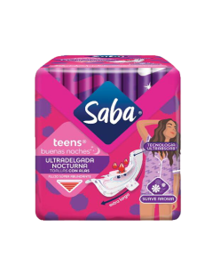 SABA TOALLA FEMENINA TEENS NOCTURNA C/ALAS X 10 UNDS