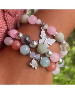 SET AMAPOLA TRES PLATEADO DE MARIPOSA Y ELEFANTE