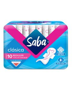 SABA TOALLA FEMENINA ECONOMICA C/ALAS X 10 UNDS (6265)