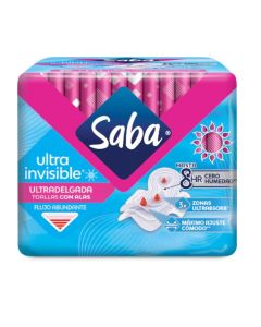 SABA ULTRA INVISIBLE CON ALAS TOALLAS FEMENINAS